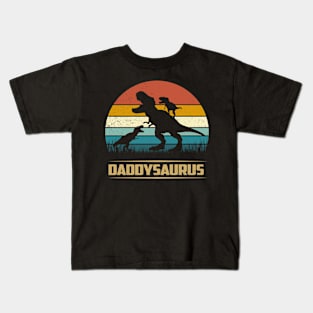 Daddy Dinosaur Daddysaurus 2 Two Kids Funny Father's Day dad Kids T-Shirt